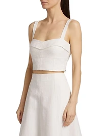 Faxon Floral-Embroidered Crop Tank