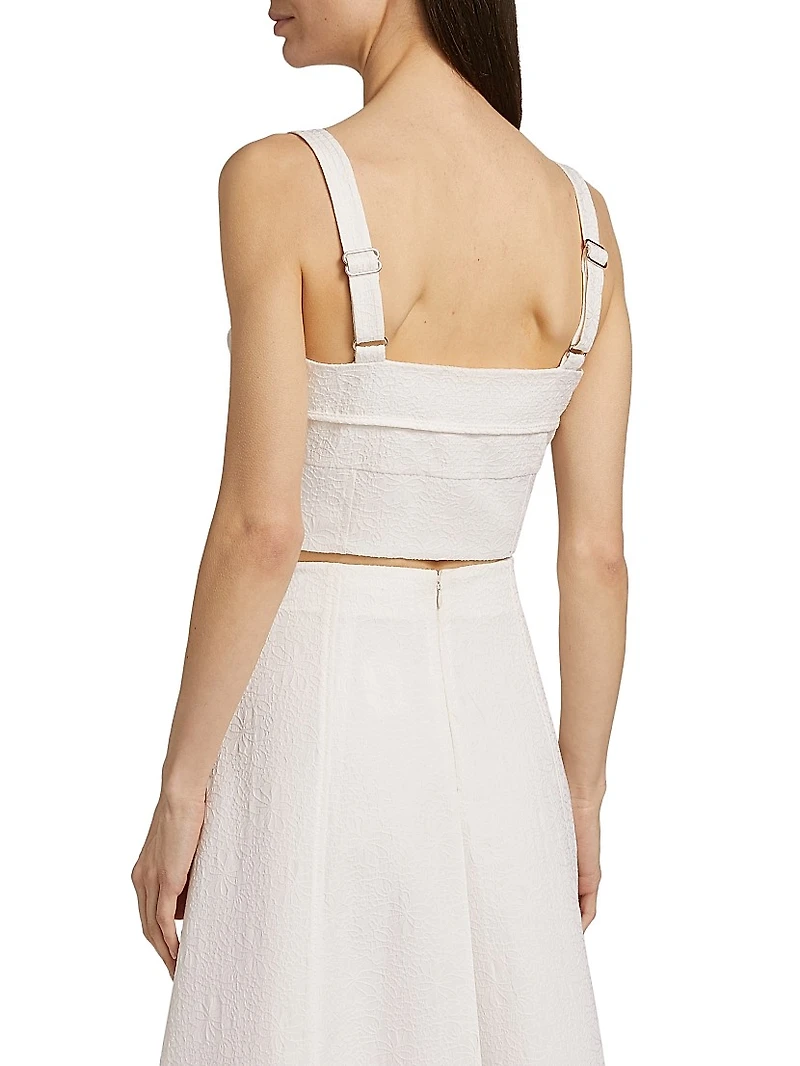 Faxon Floral-Embroidered Crop Tank