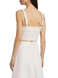 Faxon Floral-Embroidered Crop Tank