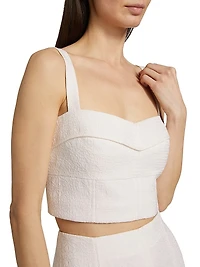 Faxon Floral-Embroidered Crop Tank