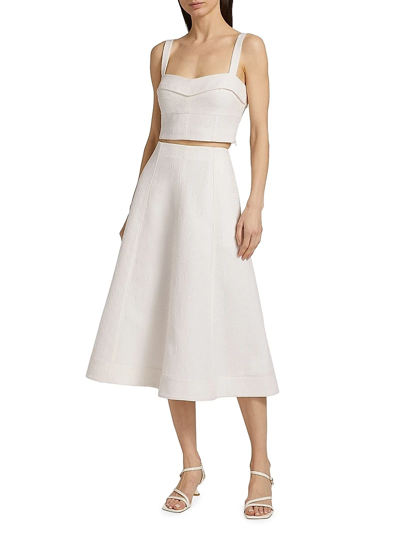 Faxon Floral-Embroidered Crop Tank