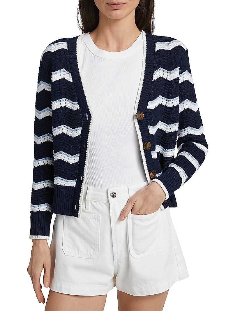 Ansonia Striped V-Neck Cardigan