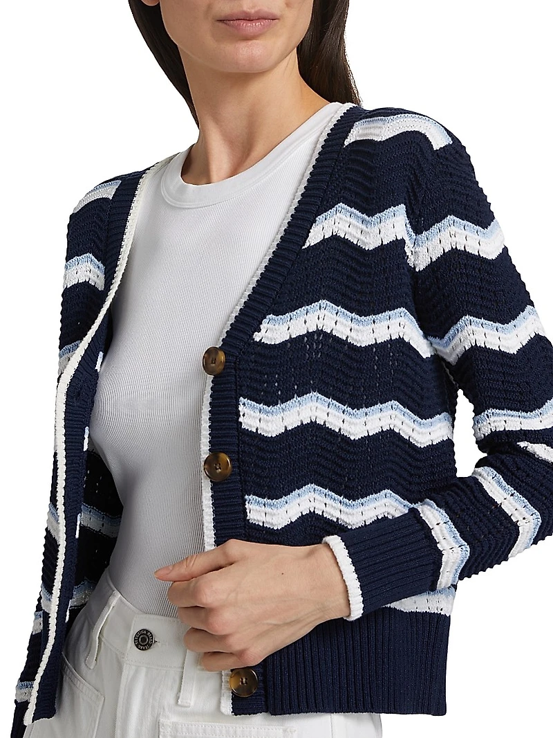 Ansonia Striped V-Neck Cardigan