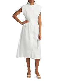 Loreta Linen Belted Midi-Shirtdress