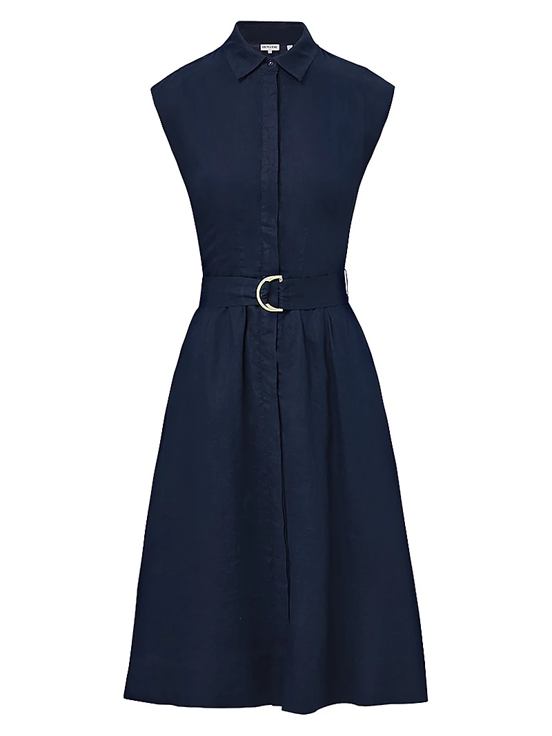 Loreta Linen Belted Midi-Shirtdress