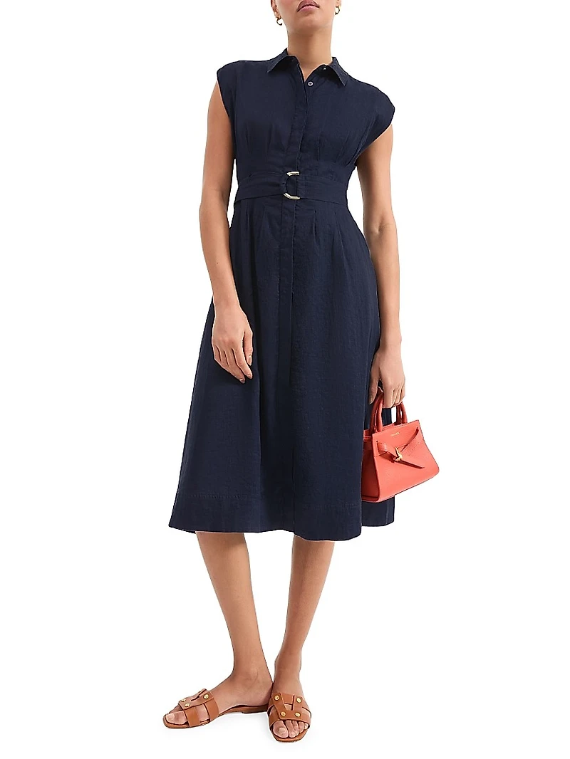 Loreta Linen Belted Midi-Shirtdress