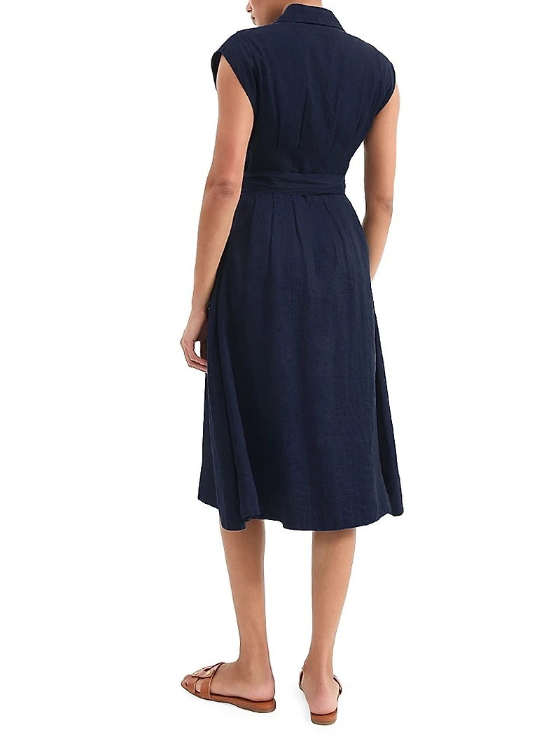 Loreta Linen Belted Midi-Shirtdress