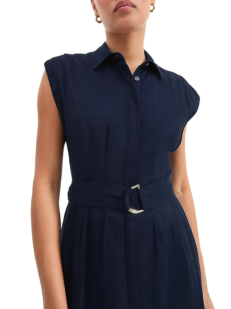 Loreta Linen Belted Midi-Shirtdress