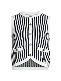 Leland Striped Knit Crop Vest