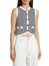 Leland Striped Knit Crop Vest