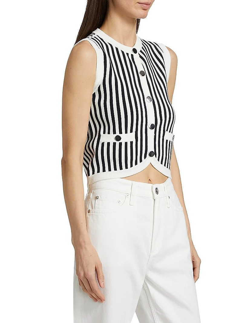 Leland Striped Knit Crop Vest