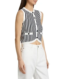 Leland Striped Knit Crop Vest