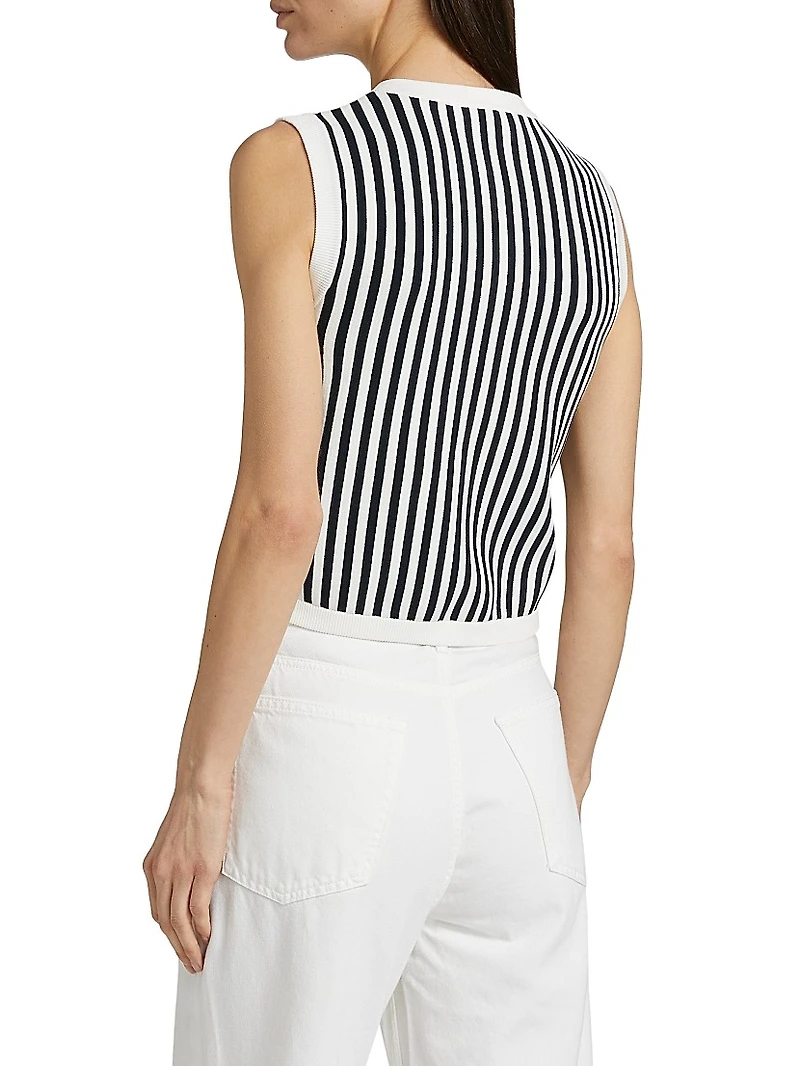 Leland Striped Knit Crop Vest