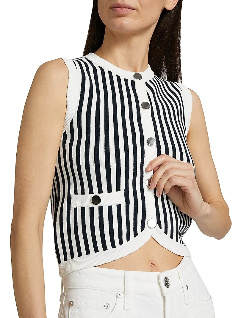 Leland Striped Knit Crop Vest