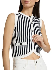 Leland Striped Knit Crop Vest