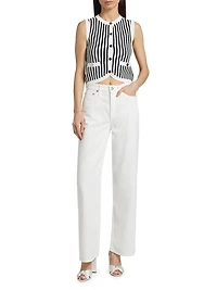 Leland Striped Knit Crop Vest