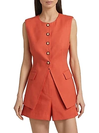 Lois Linen-Blend Button-Front Vest