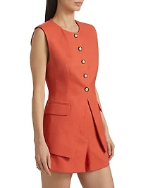 Lois Linen-Blend Button-Front Vest