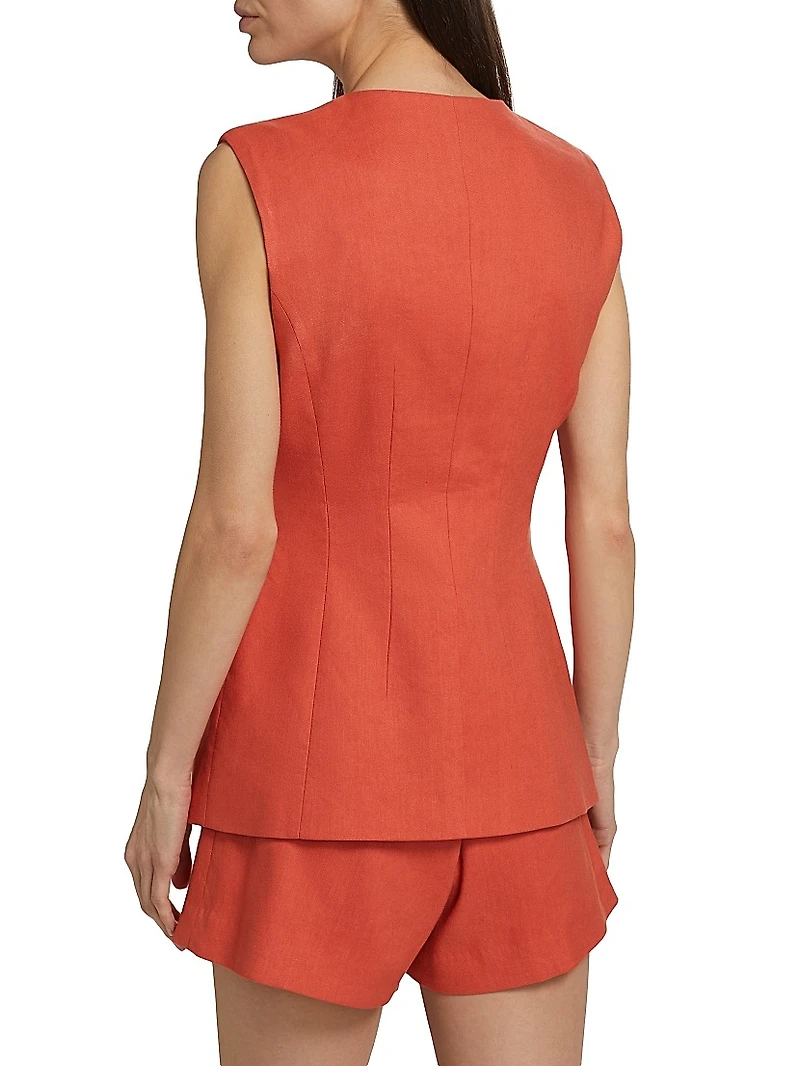 Lois Linen-Blend Button-Front Vest