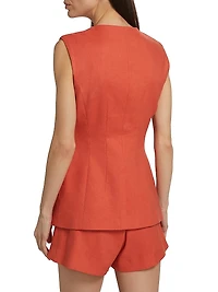 Lois Linen-Blend Button-Front Vest