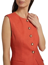 Lois Linen-Blend Button-Front Vest