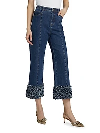 Petal Ethel Embellished Denim Crop Jeans