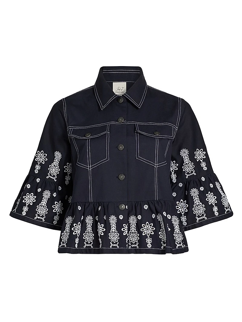 Mazie Embroidered Stretch-Cotton Jacket