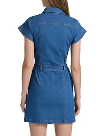 Tia Stretch-Denim Tie-Waist Minidress