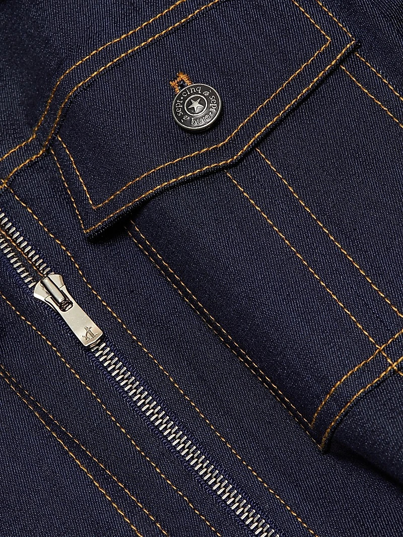 Holly Stretch-Denim Tie-Waist Minidress