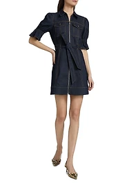 Holly Stretch-Denim Tie-Waist Minidress