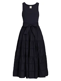 Zuri Stretch-Cotton Tie-Waist Midi-Dress