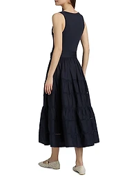 Zuri Stretch-Cotton Tie-Waist Midi-Dress