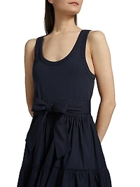 Zuri Stretch-Cotton Tie-Waist Midi-Dress