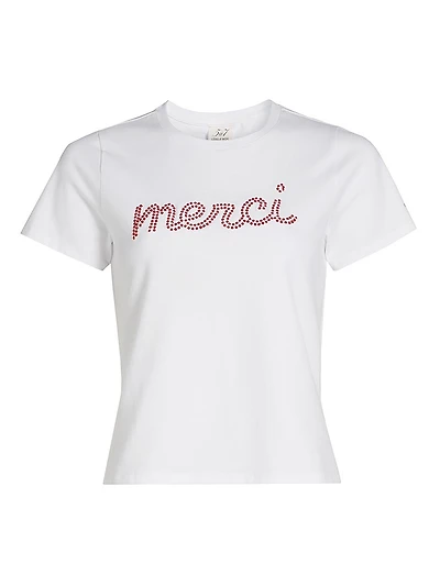 Merci Crystal-Embellished Stretch-Cotton T-Shirt
