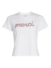 Merci Crystal-Embellished Stretch-Cotton T-Shirt