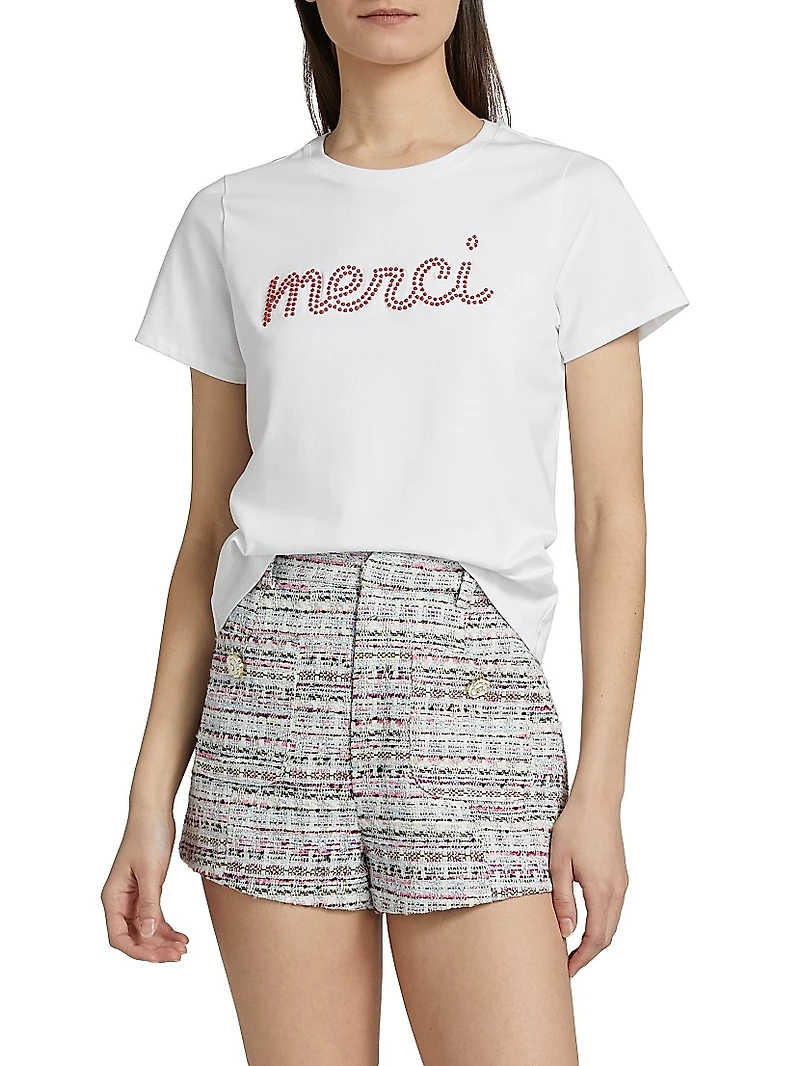 Merci Crystal-Embellished Stretch-Cotton T-Shirt