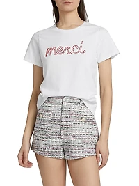 Merci Crystal-Embellished Stretch-Cotton T-Shirt