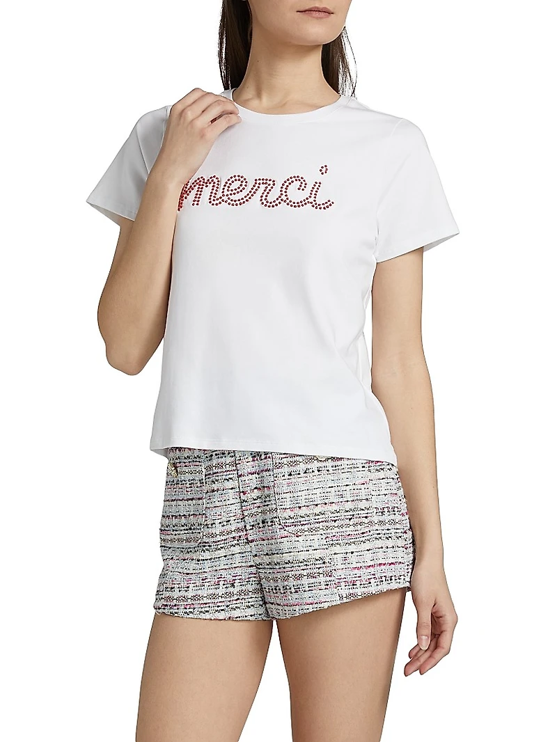 Merci Crystal-Embellished Stretch-Cotton T-Shirt