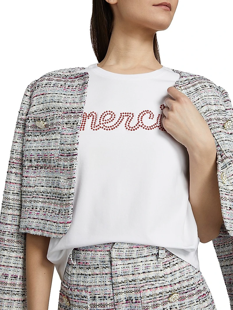 Merci Crystal-Embellished Stretch-Cotton T-Shirt