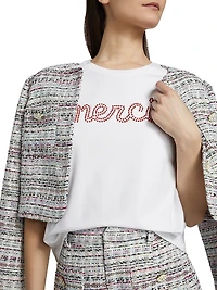 Merci Crystal-Embellished Stretch-Cotton T-Shirt