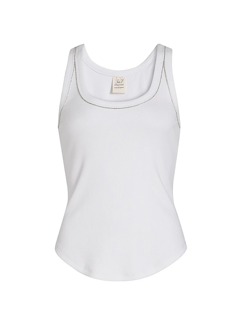 Quenta Crystal-Embellished Stretch-Cotton Tank