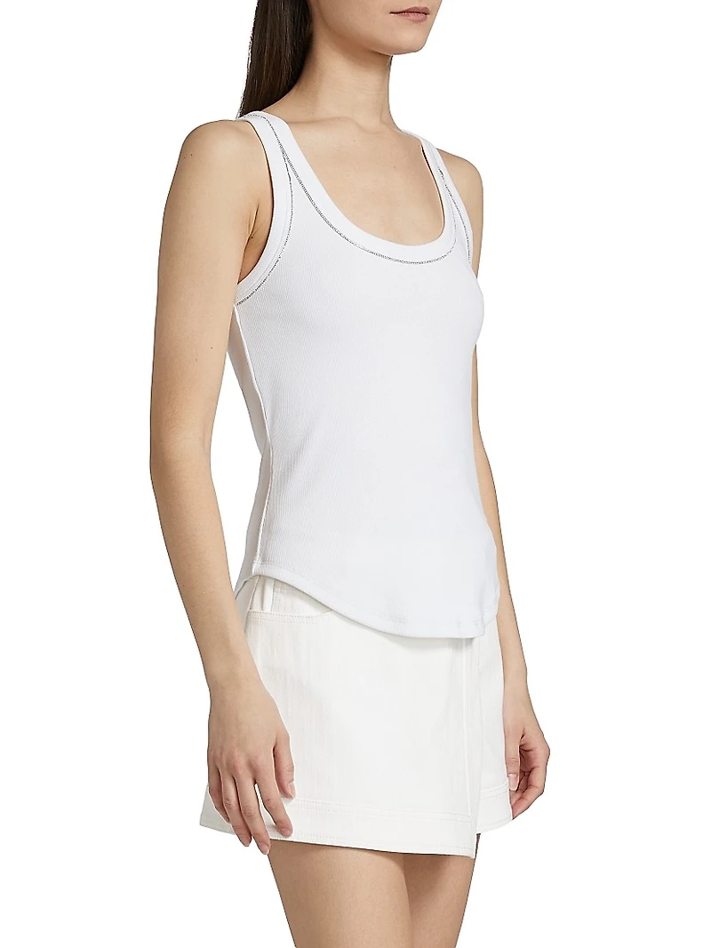 Quenta Crystal-Embellished Stretch-Cotton Tank