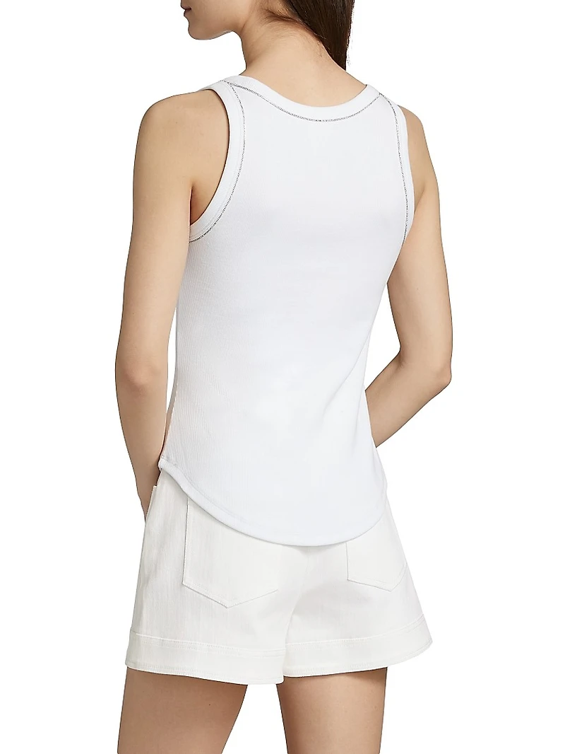 Quenta Crystal-Embellished Stretch-Cotton Tank