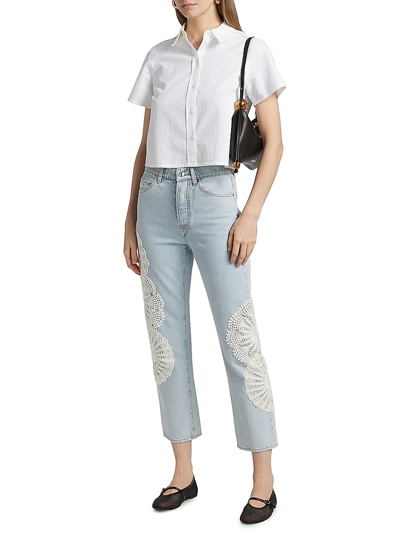 The Crochet Vertical Crop Jeans