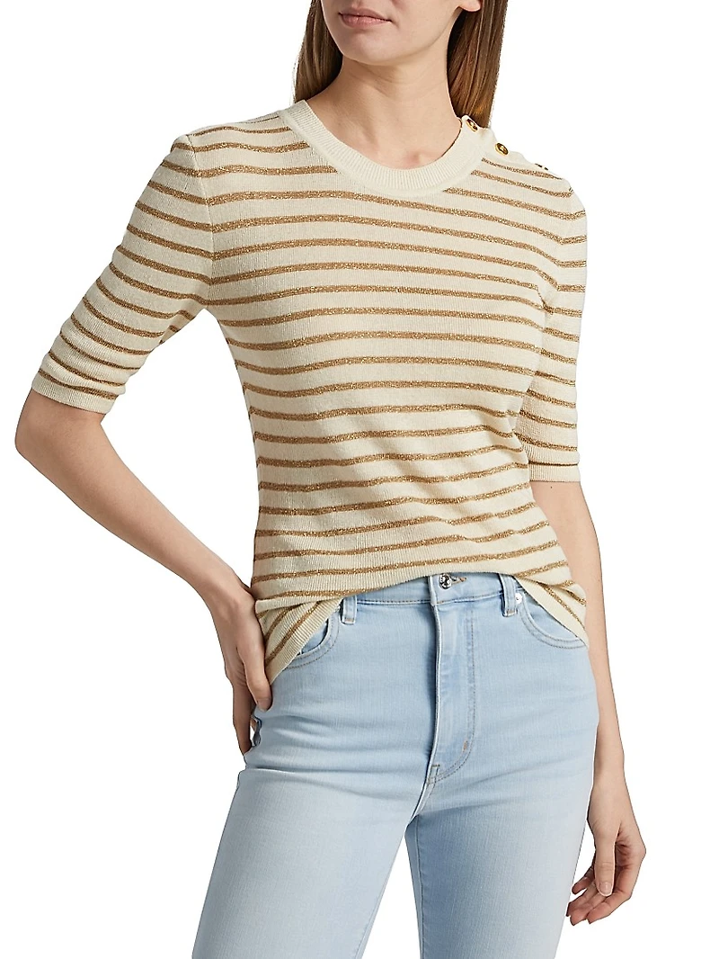 The Marina Striped Linen-Blend Sweater