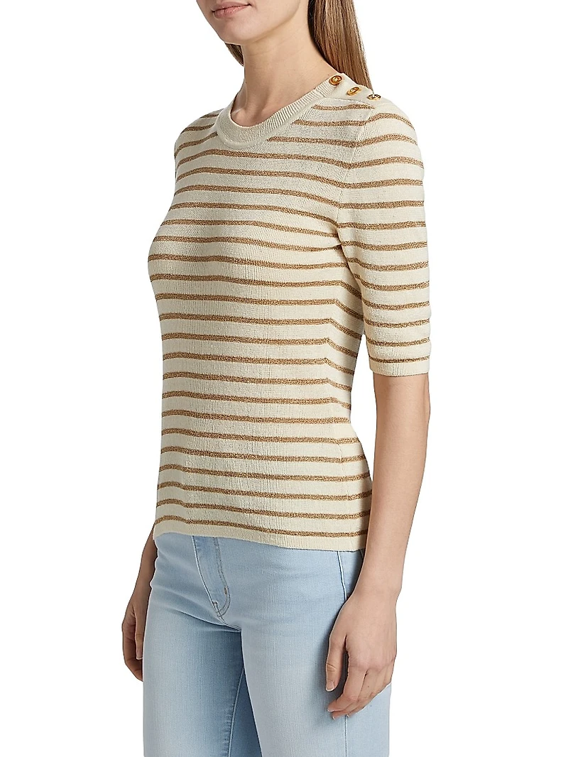 The Marina Striped Linen-Blend Sweater