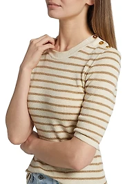 The Marina Striped Linen-Blend Sweater