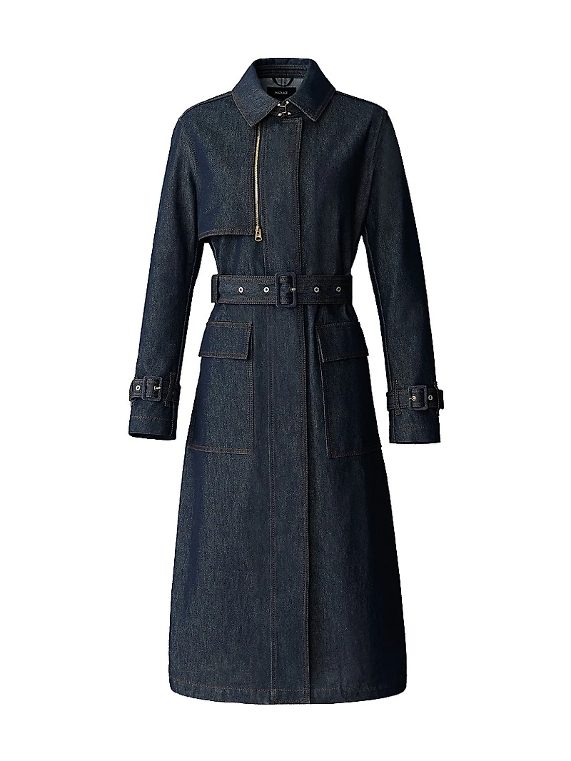 India Cotton Denim Trench Coat