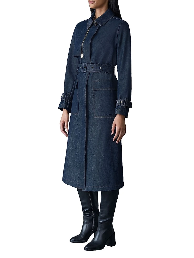 India Cotton Denim Trench Coat