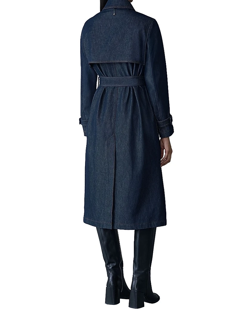 India Cotton Denim Trench Coat